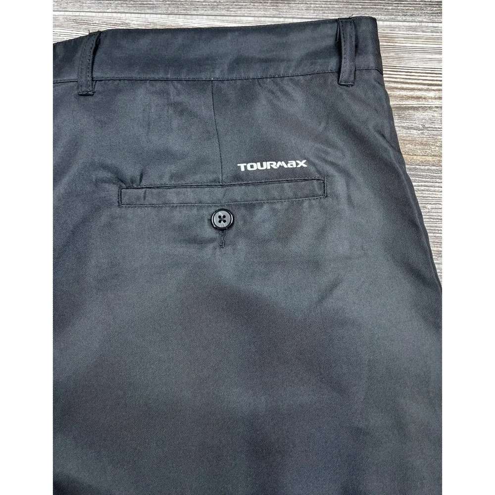 NWT Tourmax Size 42/9 Men's Black Golf Shorts Flat Front Chino Casual Resort‎